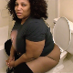 A big, black woman takes a piss and a runny-souning shit while sitting on a toilet. Pissing and shitting sounds are simultaneous and somewhat difficult to distinguish from one another. Presented in 720P HD. Exactly 3.5 minutes.